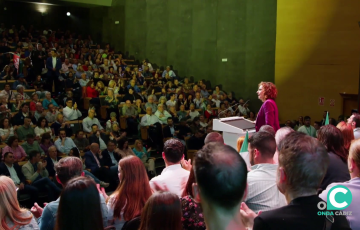 María Jesús Montero durante su intervención en el mitin