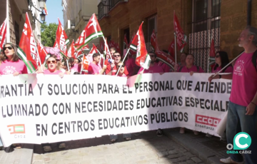 Imagen de la protesta de este miércoles en la capital gaditana