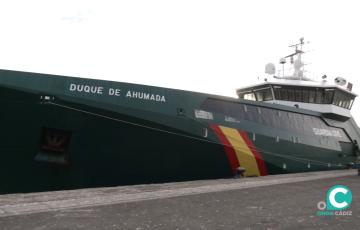 El ‘Duque de Ahumada’ en el muelle gaditano.
