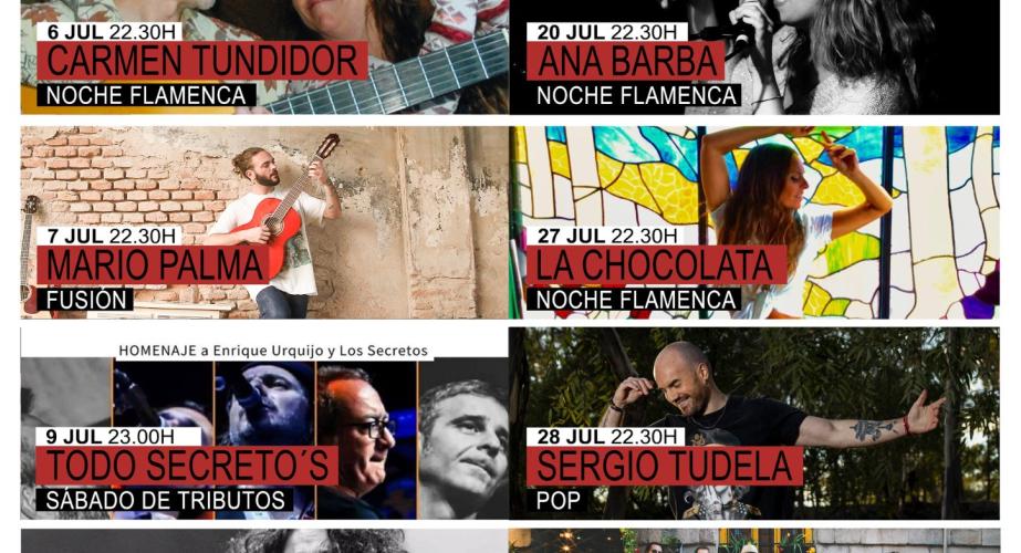 Programación conciertos julio en el pelícano