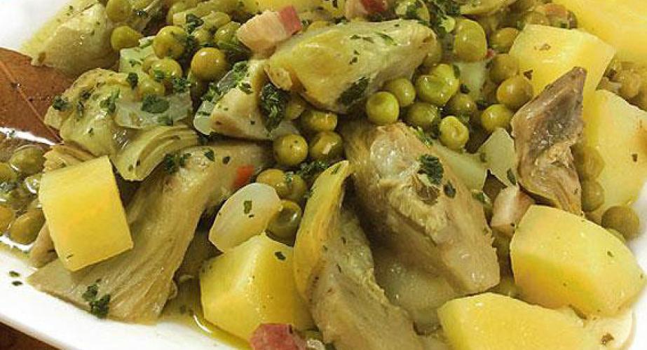 Alcachofa con guisantes