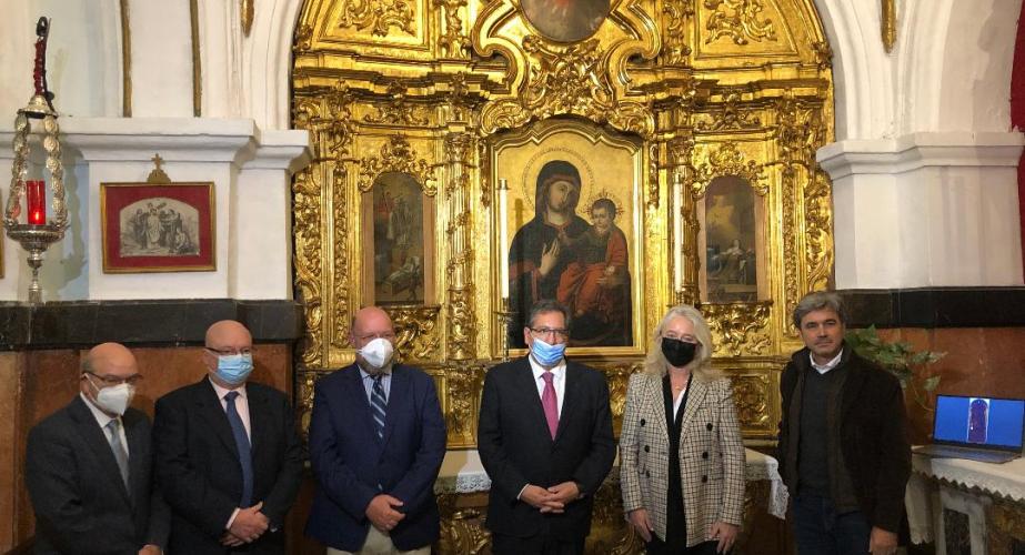 José Caravaca, Lorenzo Alonso de la Sierra, Juan Antonio Gacía Aragón, Antonio Pulido, Mercedes Colombo y Fabián Perez, durante el acto de inauguración.