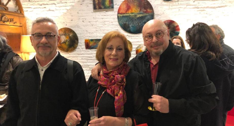 Onofre Conde,Margarita y  Guillermo Márquez, druante al inauguración.