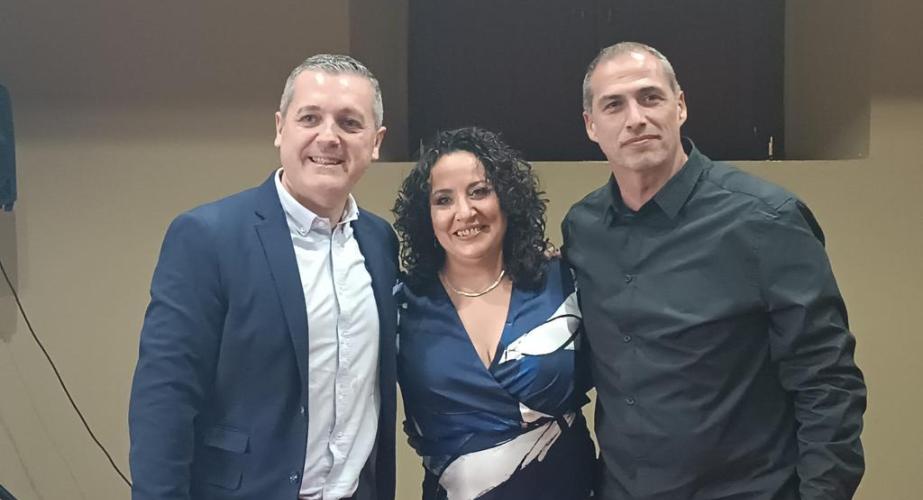 Los homenajeados José Antonio Jaén, Paqui Martínez y Rafael Meseguer.