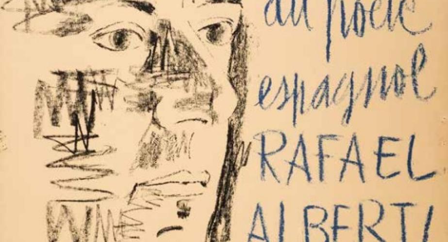 Cartel del homenaje a Rafael Alberti en París en 1966. Autor del cartel: Mentor