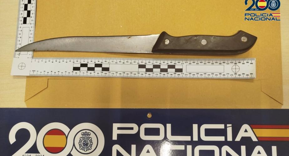 Cuchillo usado para el atraco en un salón de juego en Jerez.