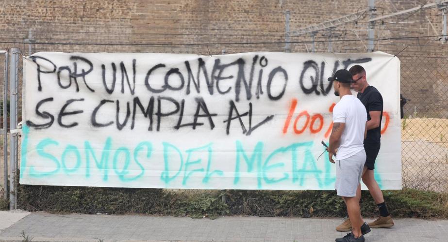 Trabajadores del metal durante la huelga en la Bahía de Cádiz