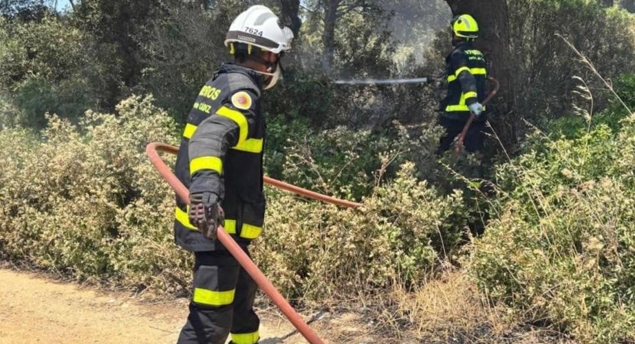 Dos efectivos de bomberos en las labores de extinción