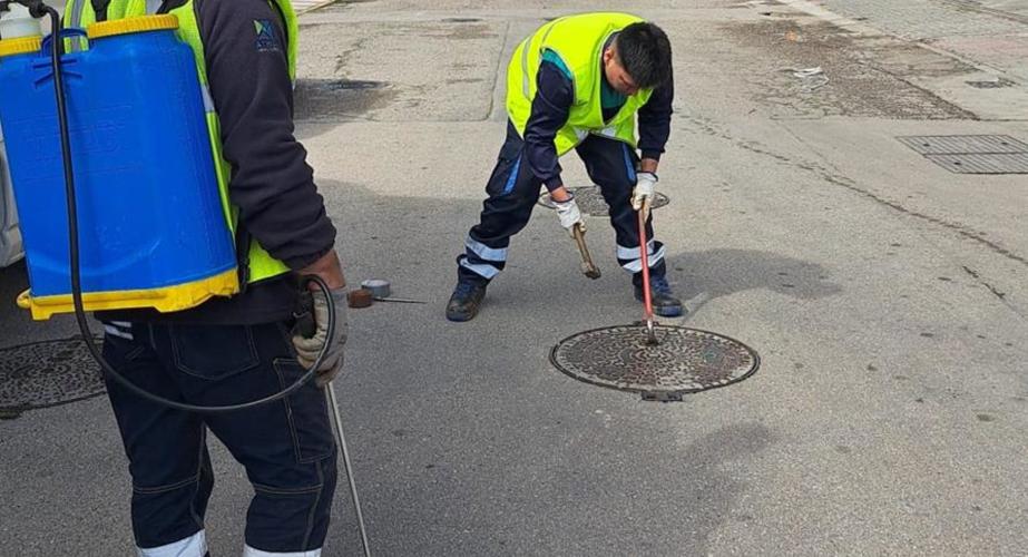 Operarios actuando en la red de saneamiento en la capital gaditana