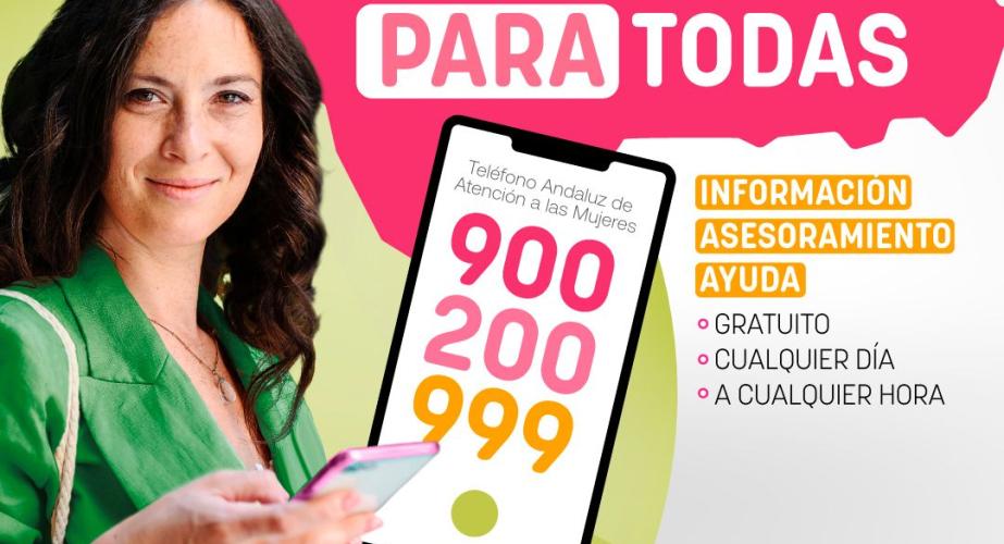 El teléfono andaluz de atención a las mujeres 900 200 999 atendió en Cádiz durante julio y agosto 1.216 llamadas