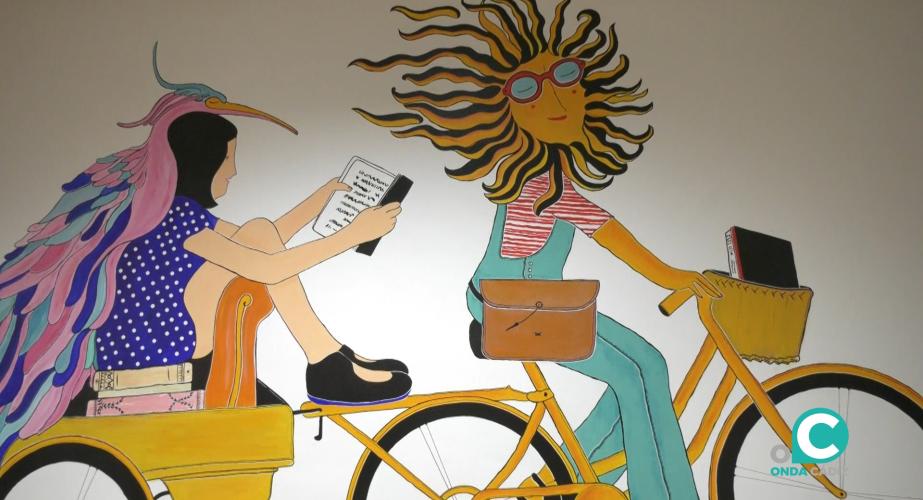 Imagen del mural inaugurado este viernes en la biblioteca Adolfo Suárez.