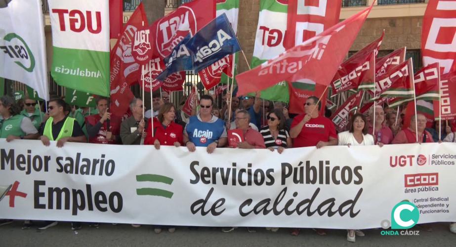 Protesta de este jueves en la capital gaditana