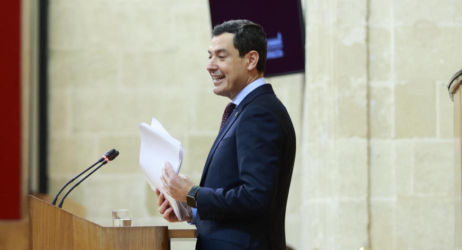 Moreno durante su intervención en el último Debate de la Comunidad Autónoma de la actual legislatura