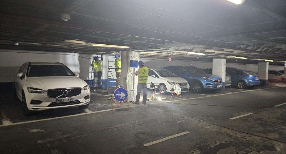 Obras de reparación de los forjados del aparcamiento del Campo del Sur.