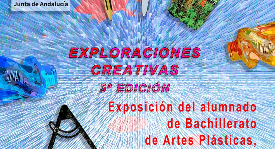Cartel que ilustra la muestra colectiva 'Exploraciones Creativas'.