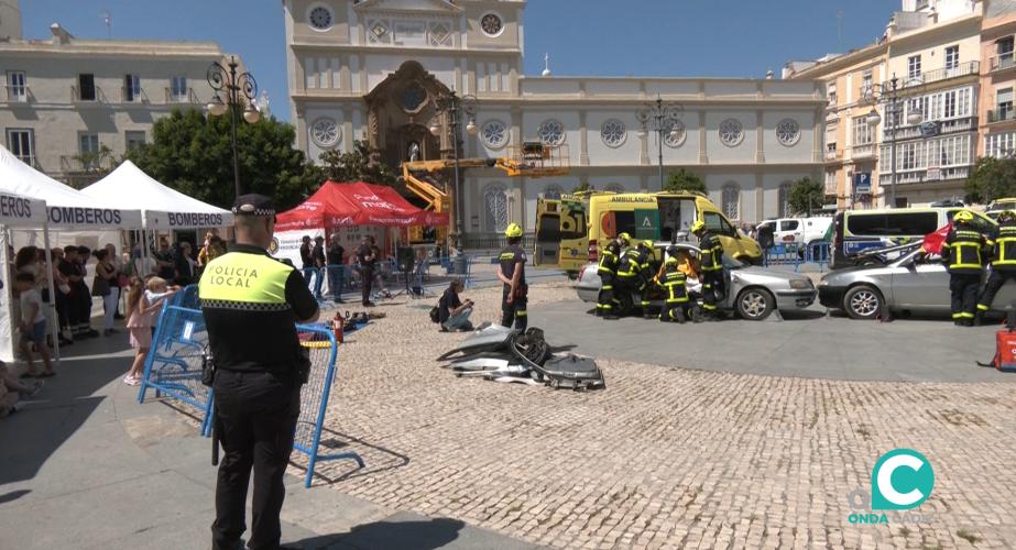 Imagen del simulacro en la Plaza de San Antonio 