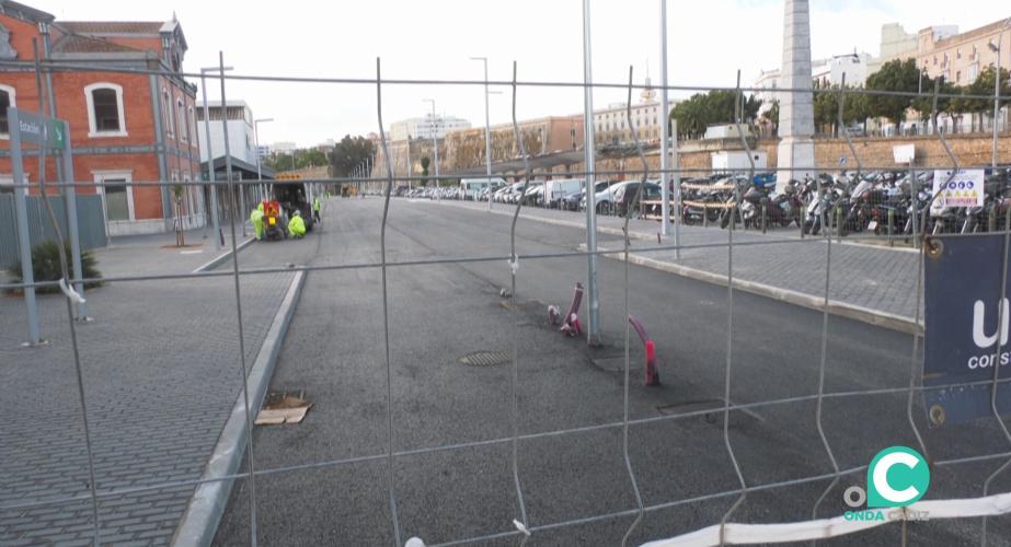 Estado de las obras junto a la estación de Cádiz