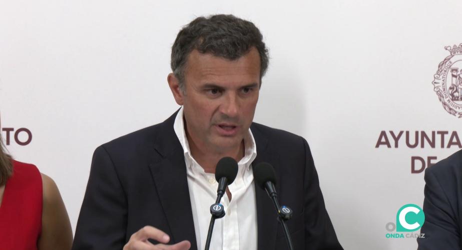 El regidor gaditano durante la rueda de prensa de la Junta de Gobierno Local de este viernes