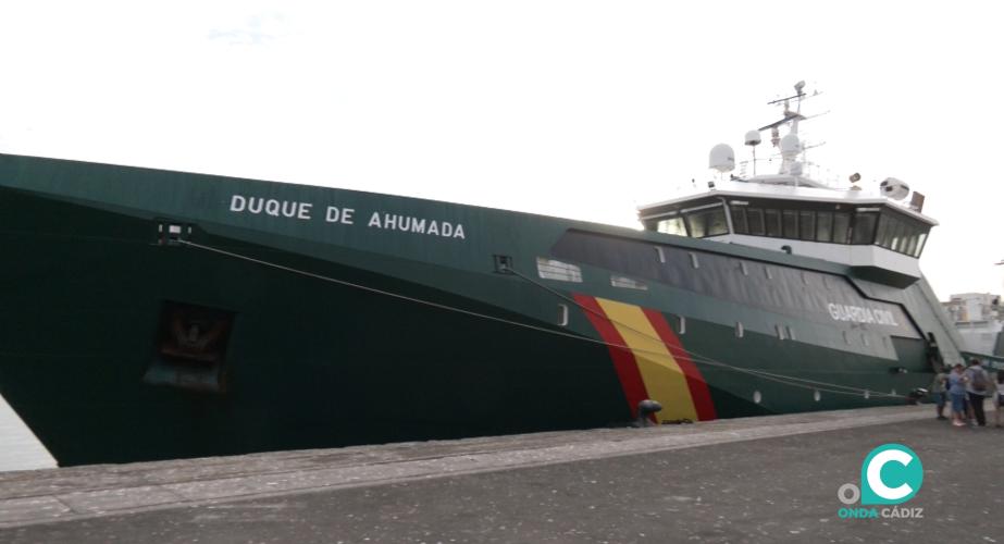El ‘Duque de Ahumada’ en el muelle gaditano.