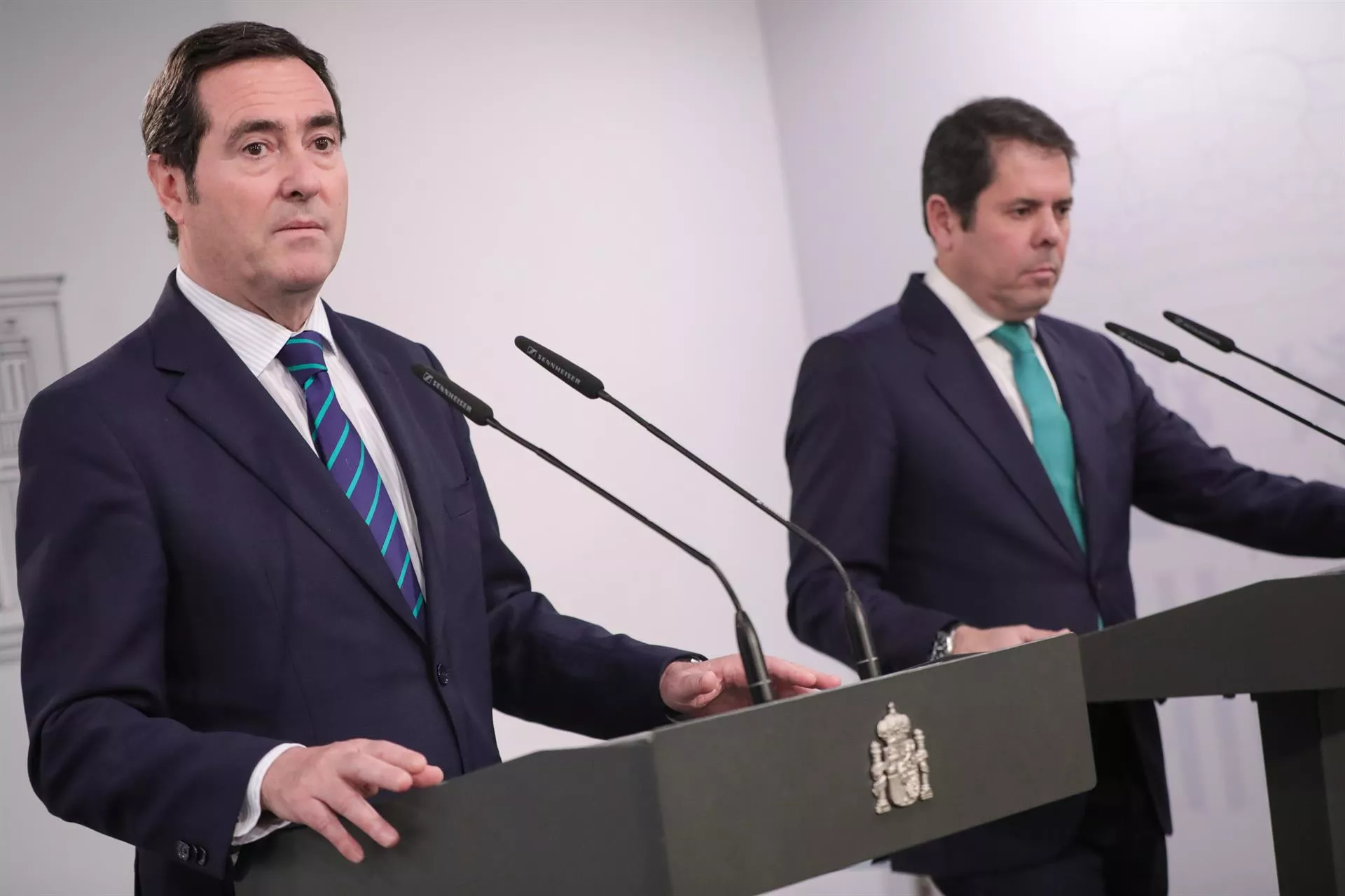 l presidente de la CEOE, Antonio Garamendi (izq) y el presidente de Cepyme, Gerardo Cuerva noticias cadiz empresarios_2.jpg