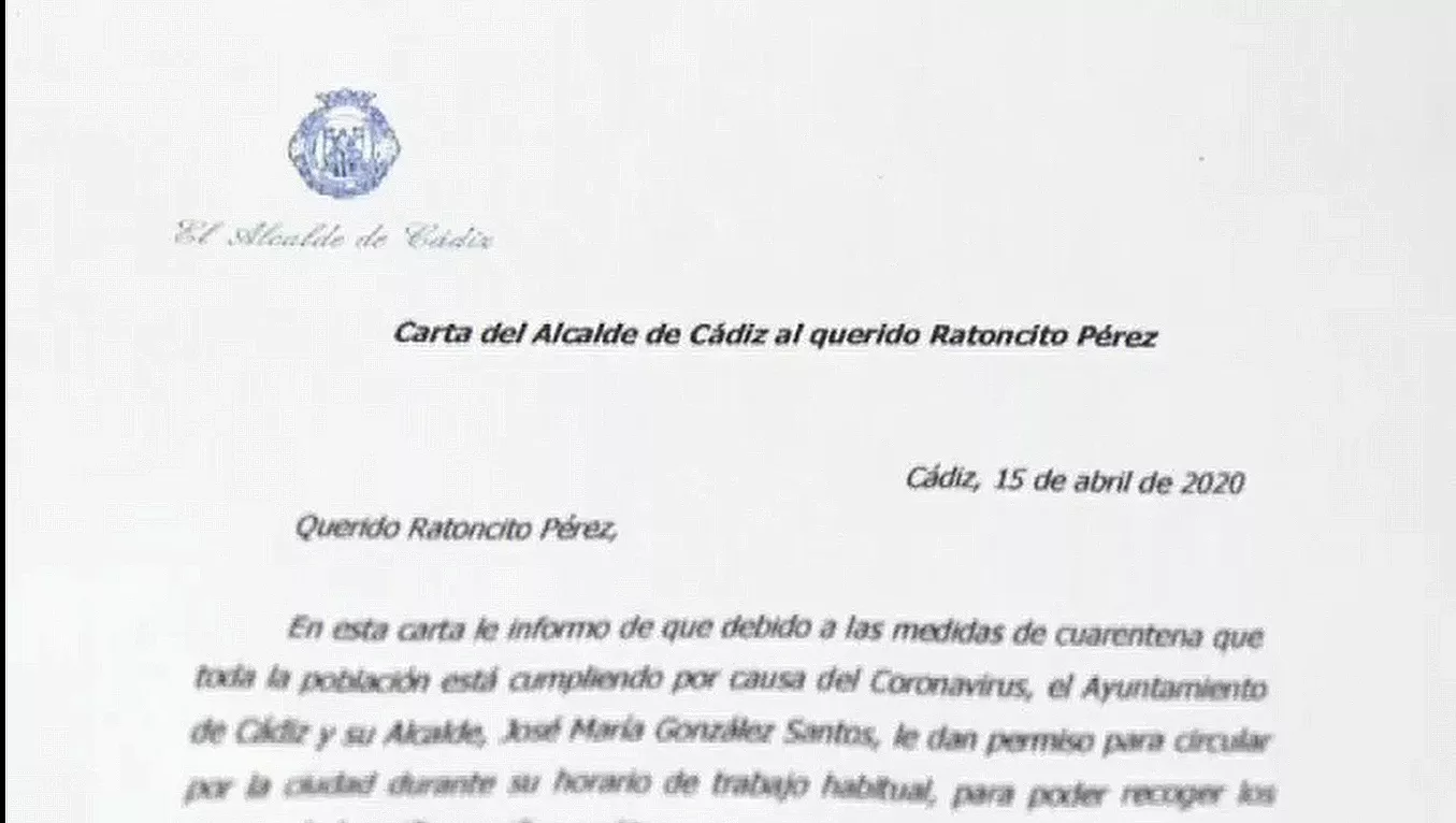 imagen de la carta del Alcalde al Ratón Pérez