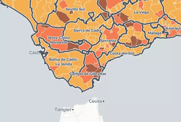 Doce municipios de la provincia de Cádiz verán aumentar las restricciones a partir de la medianoche