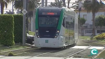 El tranvía de la Bahía de Cádiz durante unas pruebas