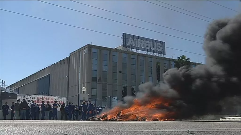 Protesta de la plantilla de Airbus esta mañana 