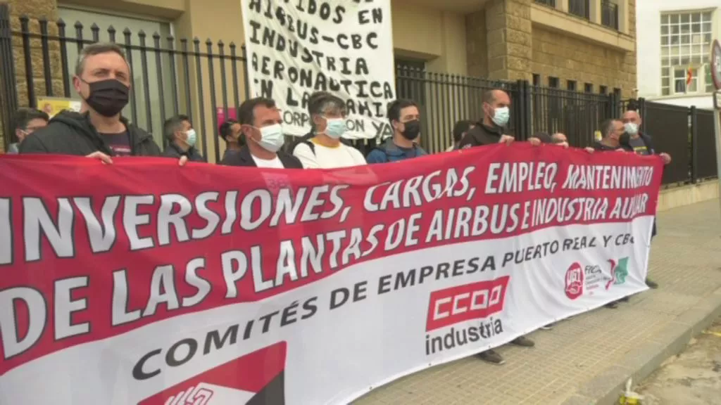 Pancarta en defensa de Airbus 