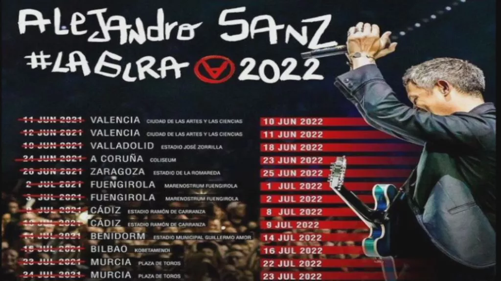 Cartel con las fechas de los conciertos para 2022 