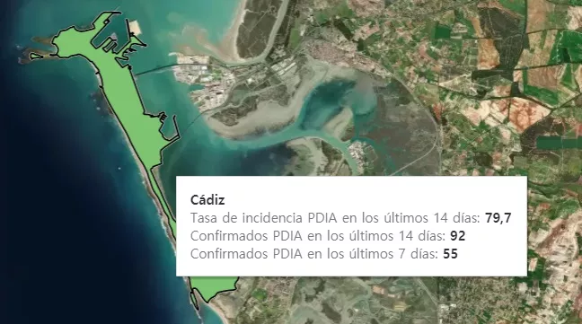 Cádiz capital registra al término de la semana una incidencia de 79,7 casos por cada cien mil habitantes