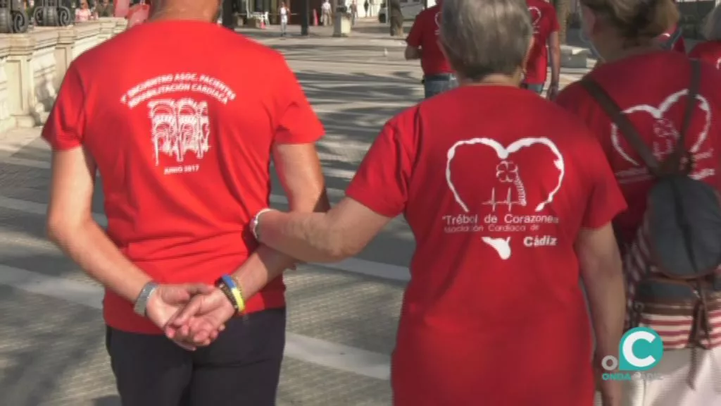 Imagen de los participantes durante la marcha