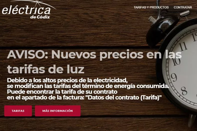 web de Eléctrica de Cádiz