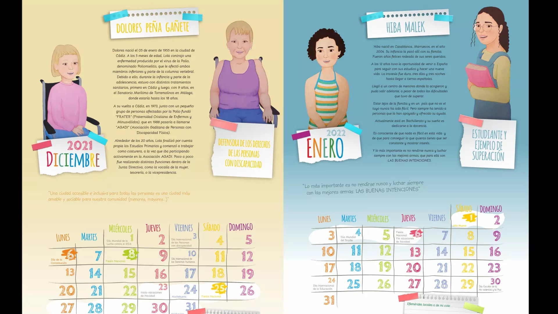 El calendario IAM dedica diciembre y enero están dedicados a dos mujeres referentes de la provincia