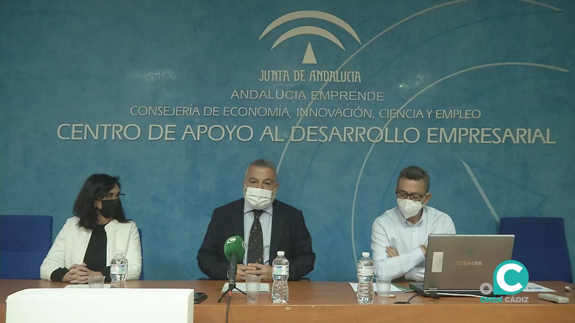 Un momento de la rueda de prensa en el edificio Astarté Un momento de la rueda de prensa en el edificio Astarté