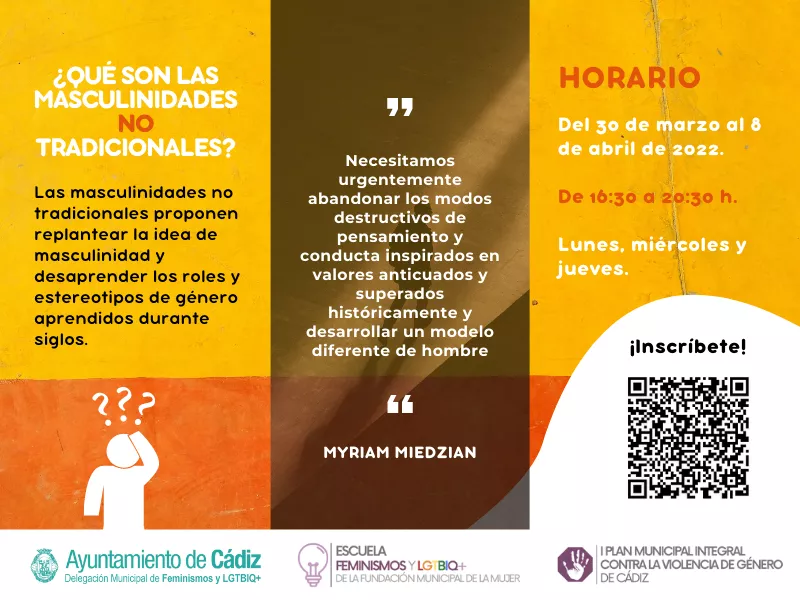 La Fundación Municipal de la Mujer abre el plazo de inscripción para el curso de masculinidades no tradicionales frente a la violencia de género y la LGTBIfobia..