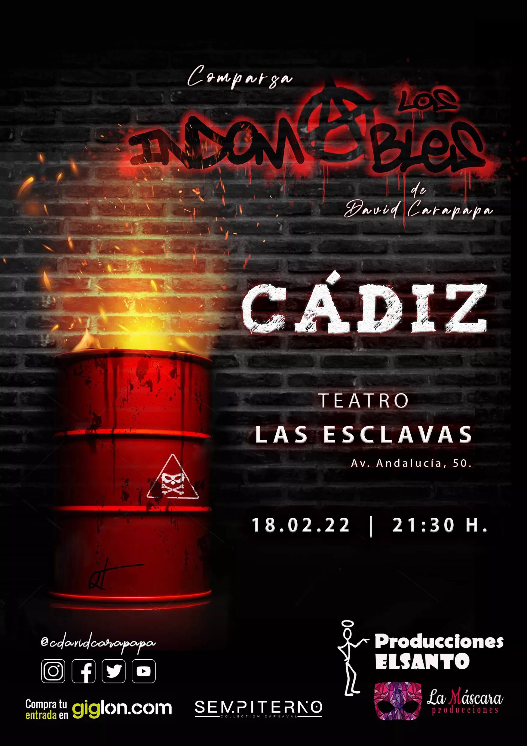 Cartel del estreno en Cádiz de la comparsa Los Indomables