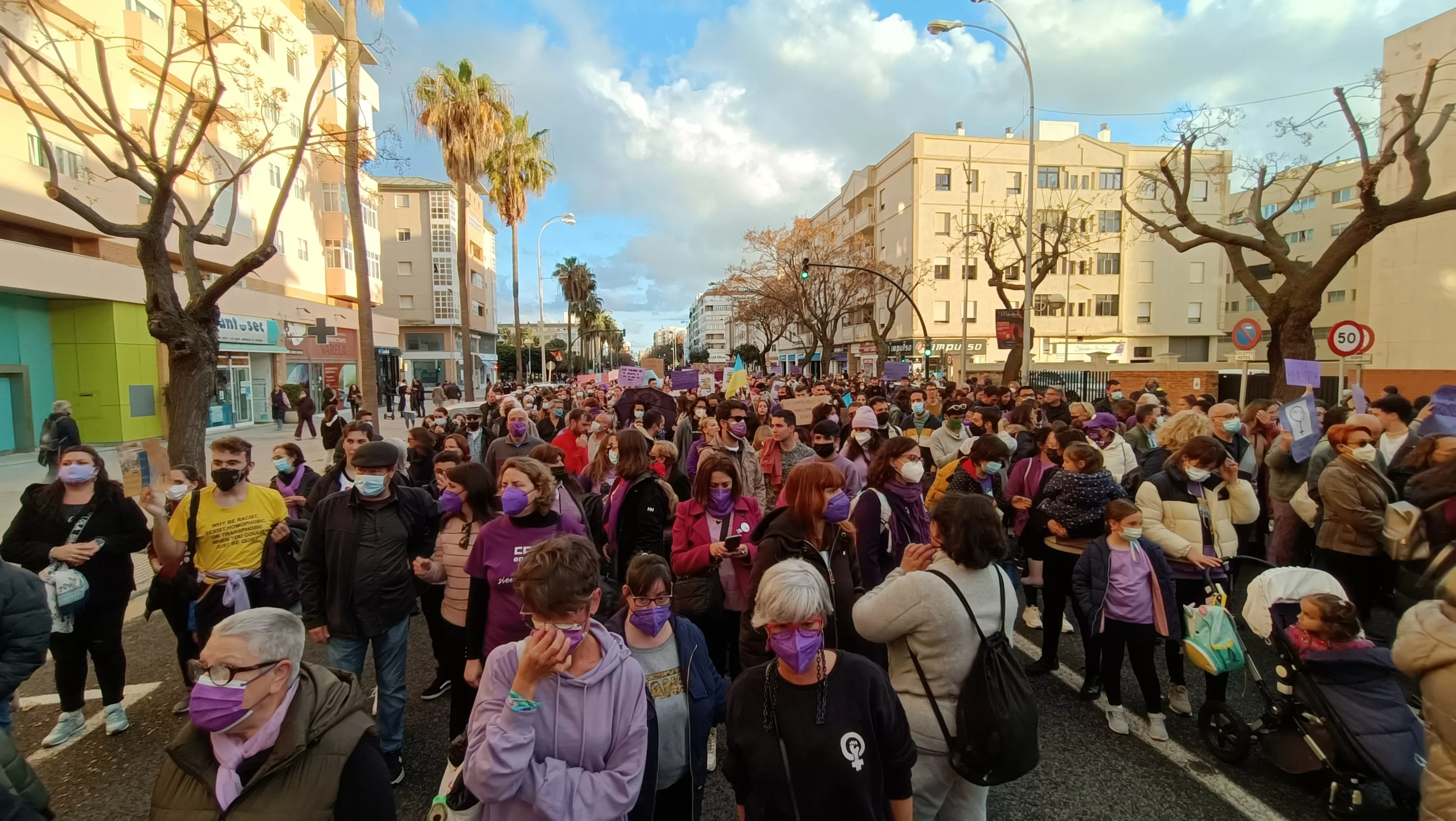 La manifestación por la avenida.