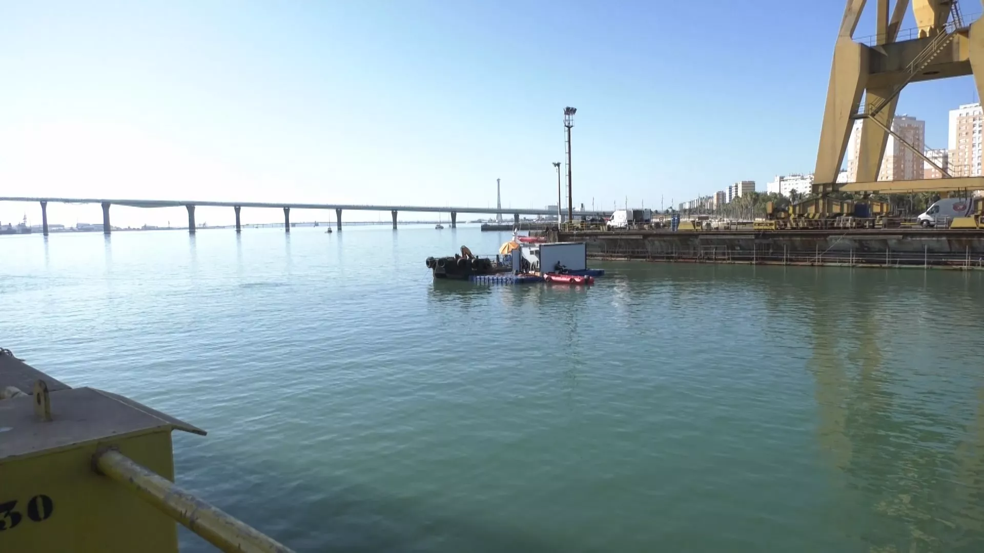 Imagen del hueco donde se instalará la nueva compuerta del dique 4 del astillero de Cádiz 