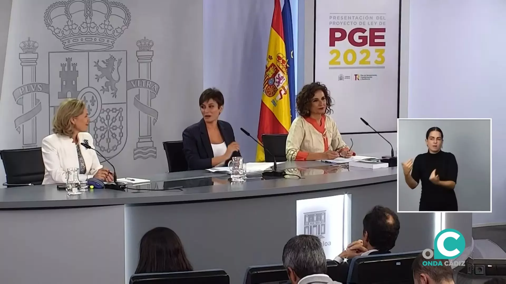 Imagen de la presentación del Gobierno de su proyecto de PGE 2023