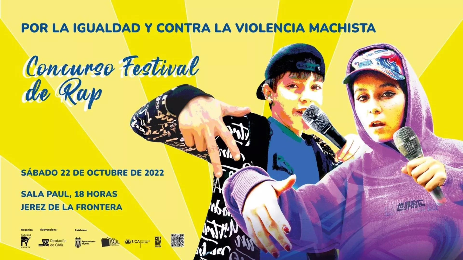 Páginas Violeta convoca a jóvenes de Cádiz para un concurso de rap por la igualdad.