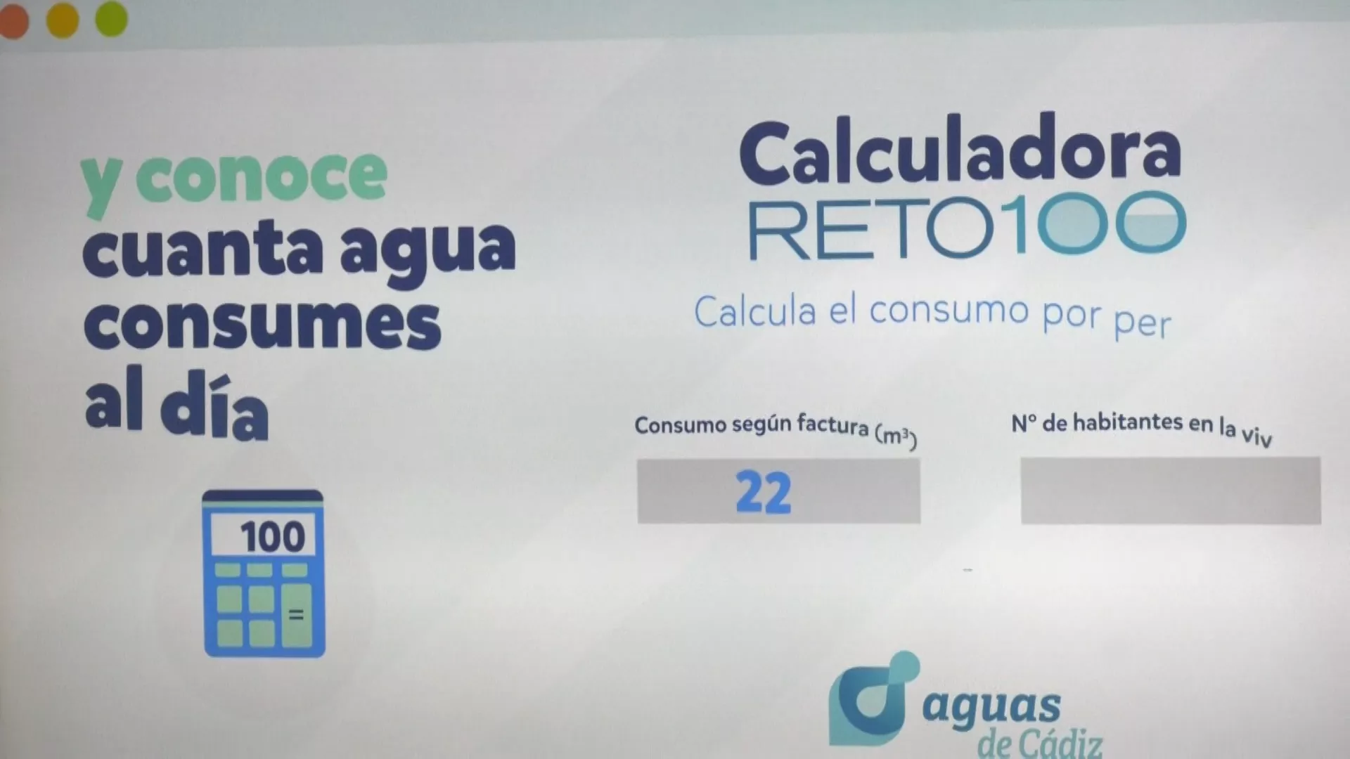 Aguas de Cádiz facilita a los usuarios una calculadora para medir el consumo y ahorrar