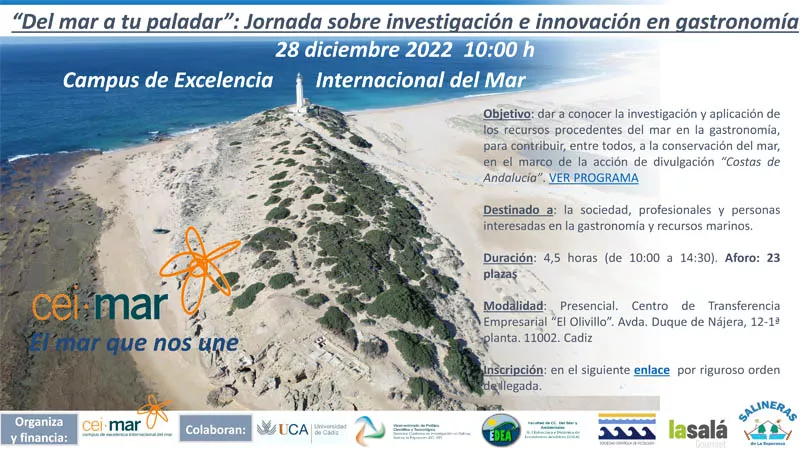 Cartel anunciador de la jornada “Del mar a tu paladar" organizada por el CEI.Mar