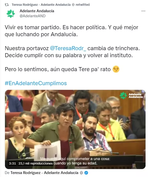 Rodríguez seguirá siendo portavoz de su partido y no abandona la política
