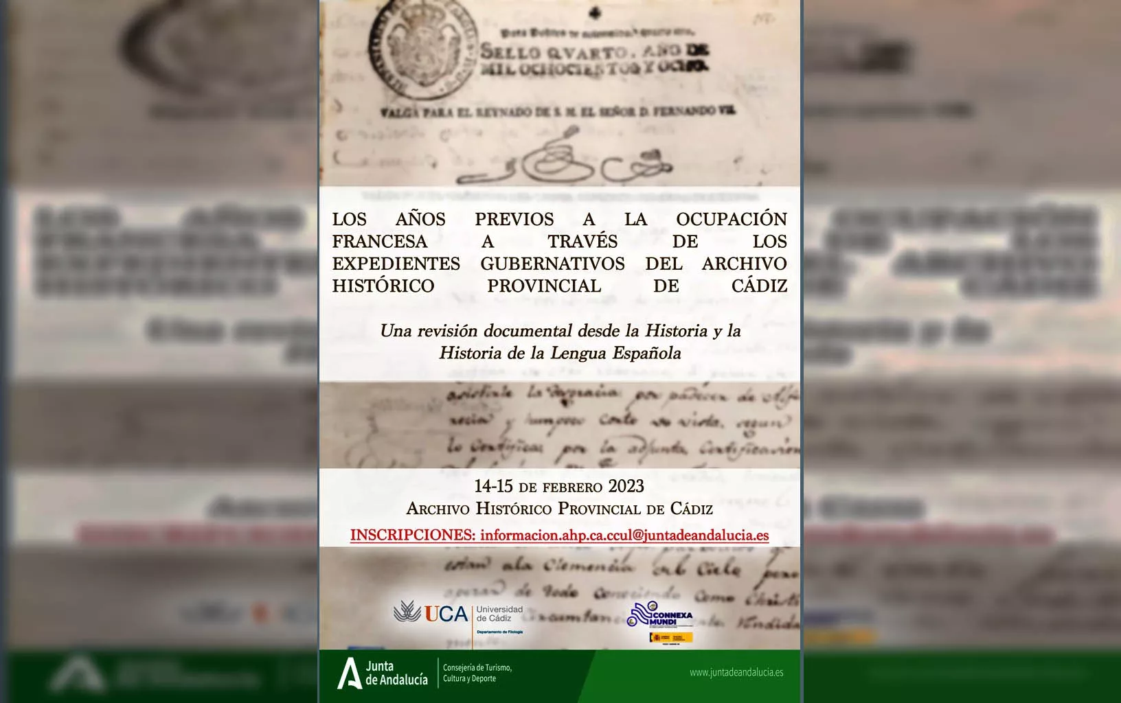 Cartel anunciador del seminario “Los años previos a la ocupación francesa”