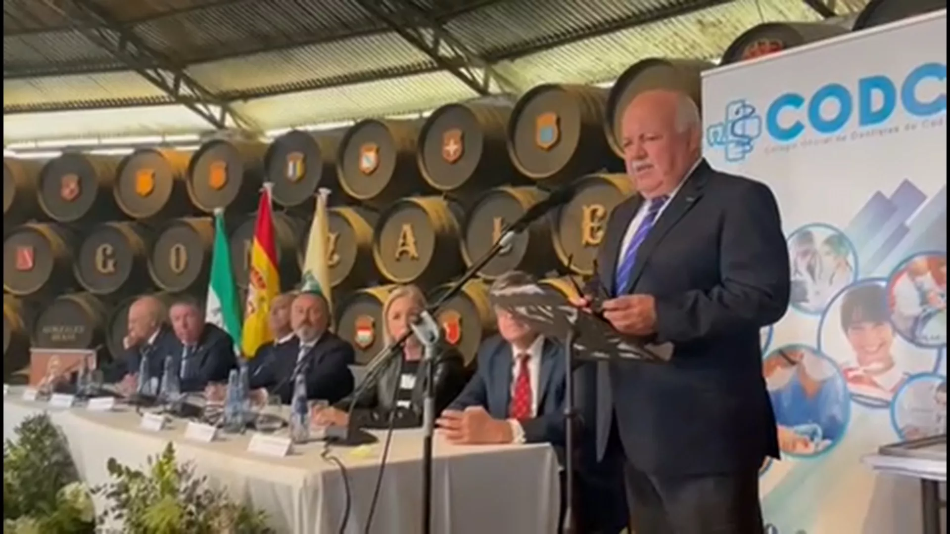 Jesús Aguirre, durante su discurso de agradecimiento. ...