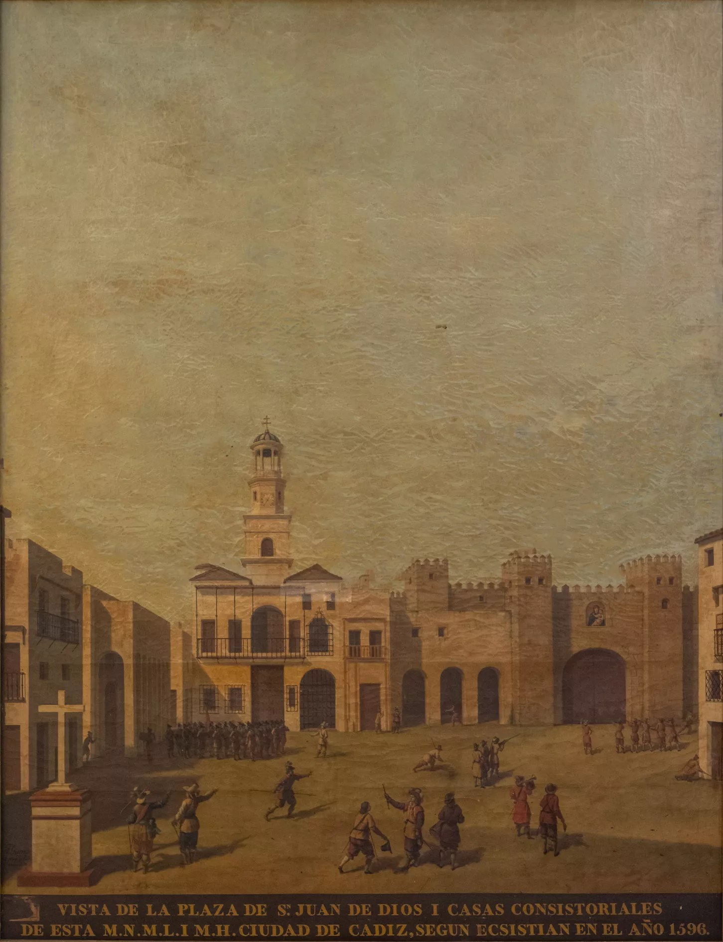 Óleo sobre lienzo "Plaza de San Juan de Dios en 1596".