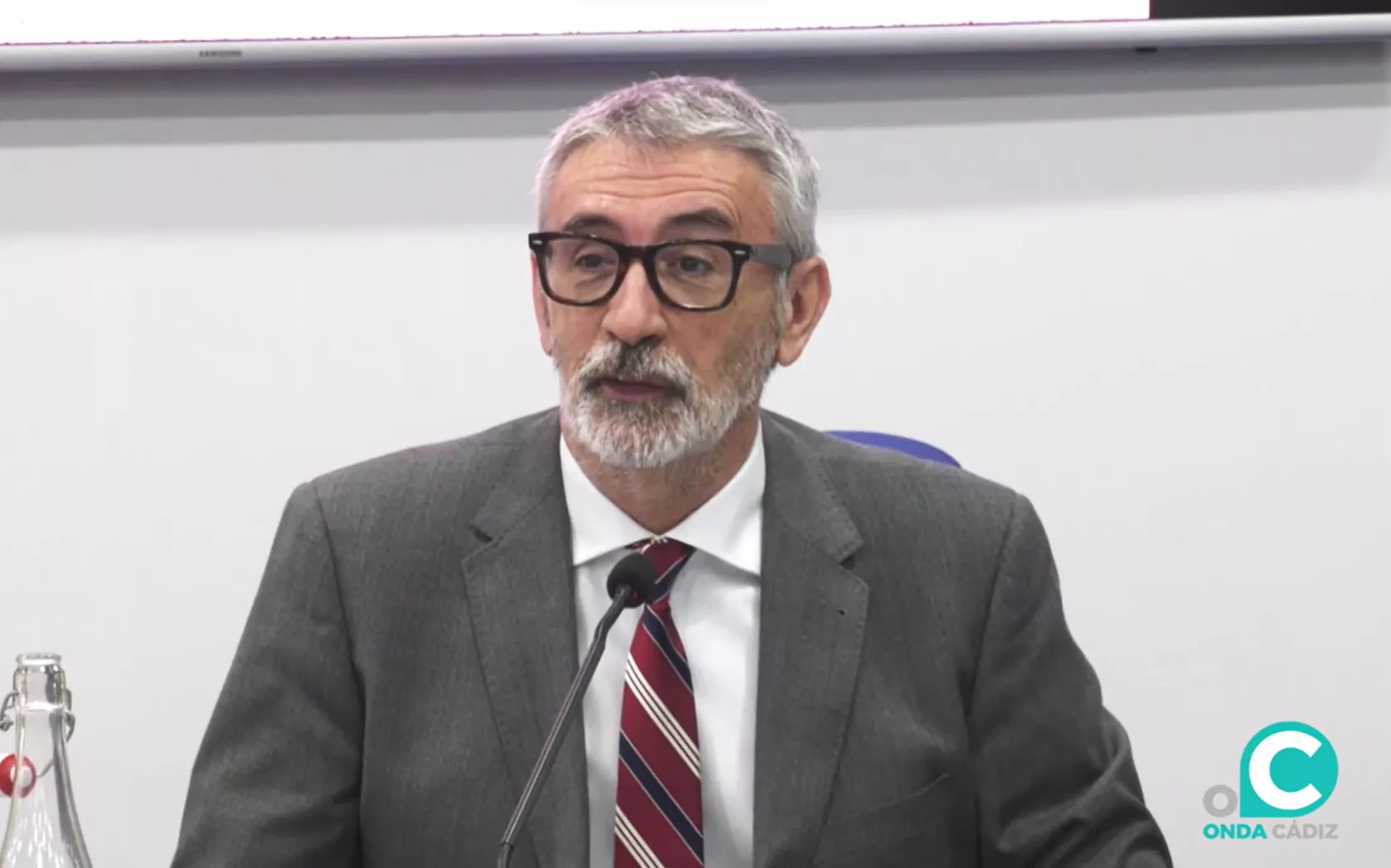 Imagen del rector de la UCA, Francisco Piniella, en una comparecencia pública reciente