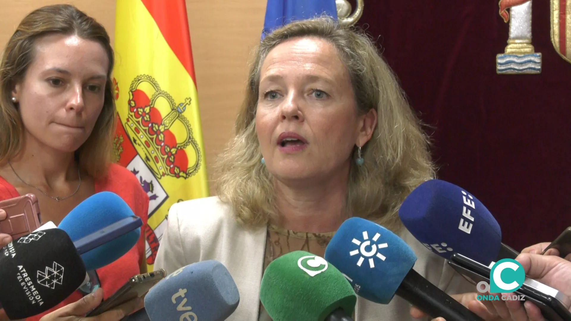 Nadia Calviño en la sede de la Subdelegación del Gobierno en Cádiz