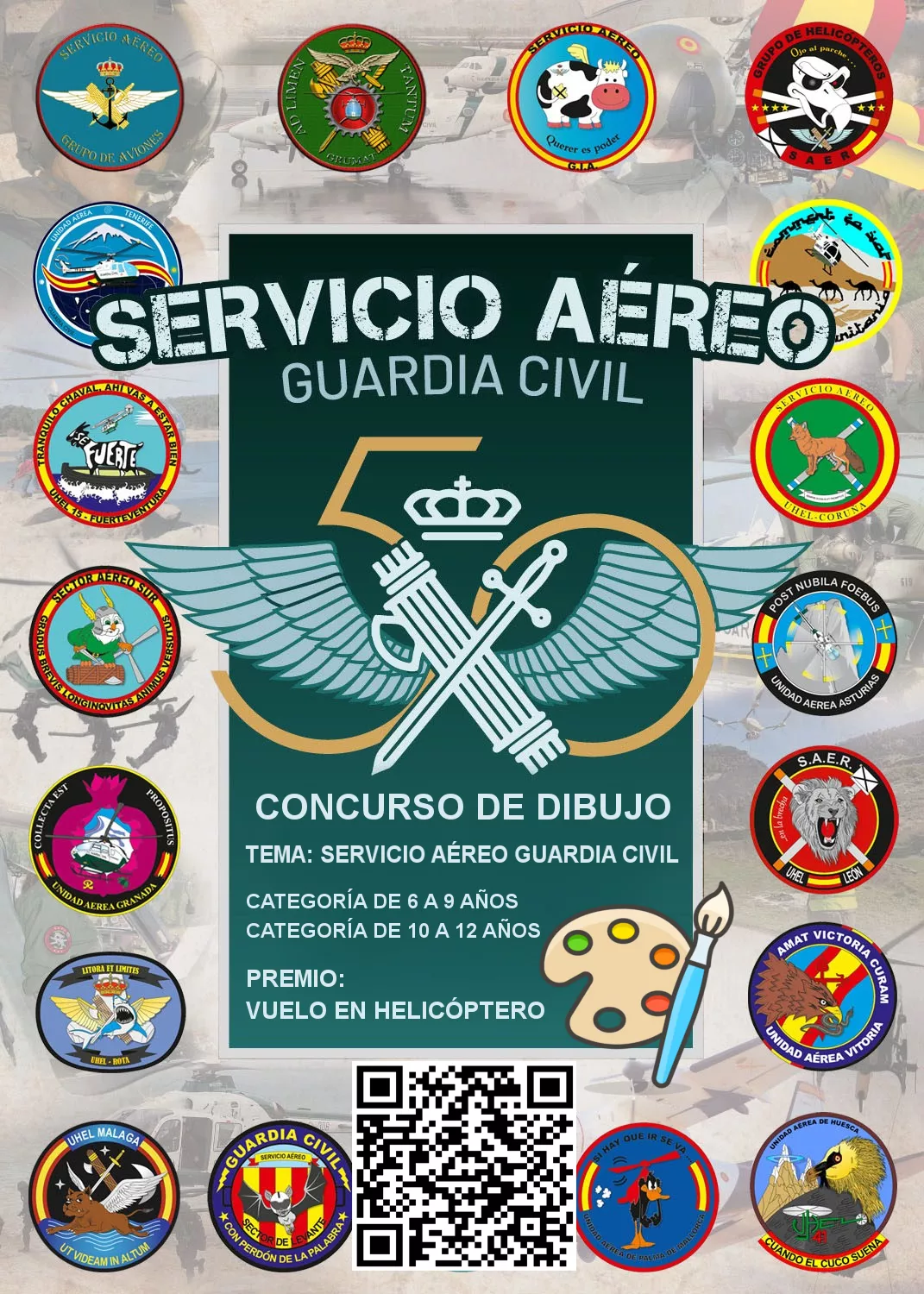 El tema principal del dibujo el Servicio Aéreo de la Guardia Civil.